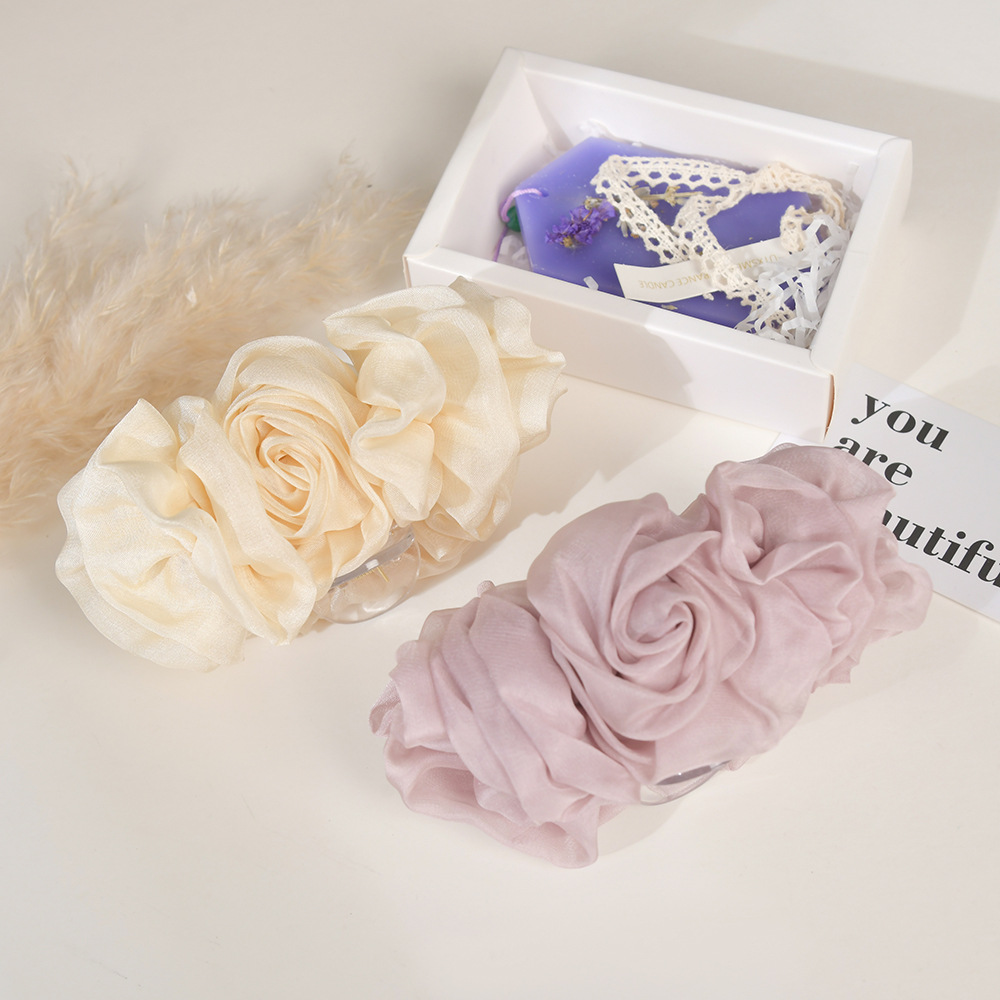 Summer new super fairy mesh large hair clip, versatile pleated headwear, shark clip, back of the head, updo hair clip wholesale pic 2