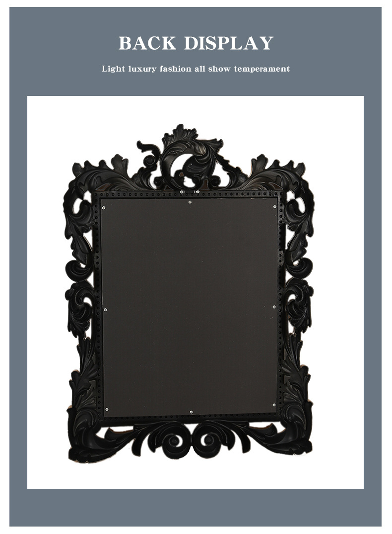 New edge-wrapped square bathroom mirror, retro and elegant wall-mounted decoration, no need for drilling, creative and luxurious decorative mirror pic 9