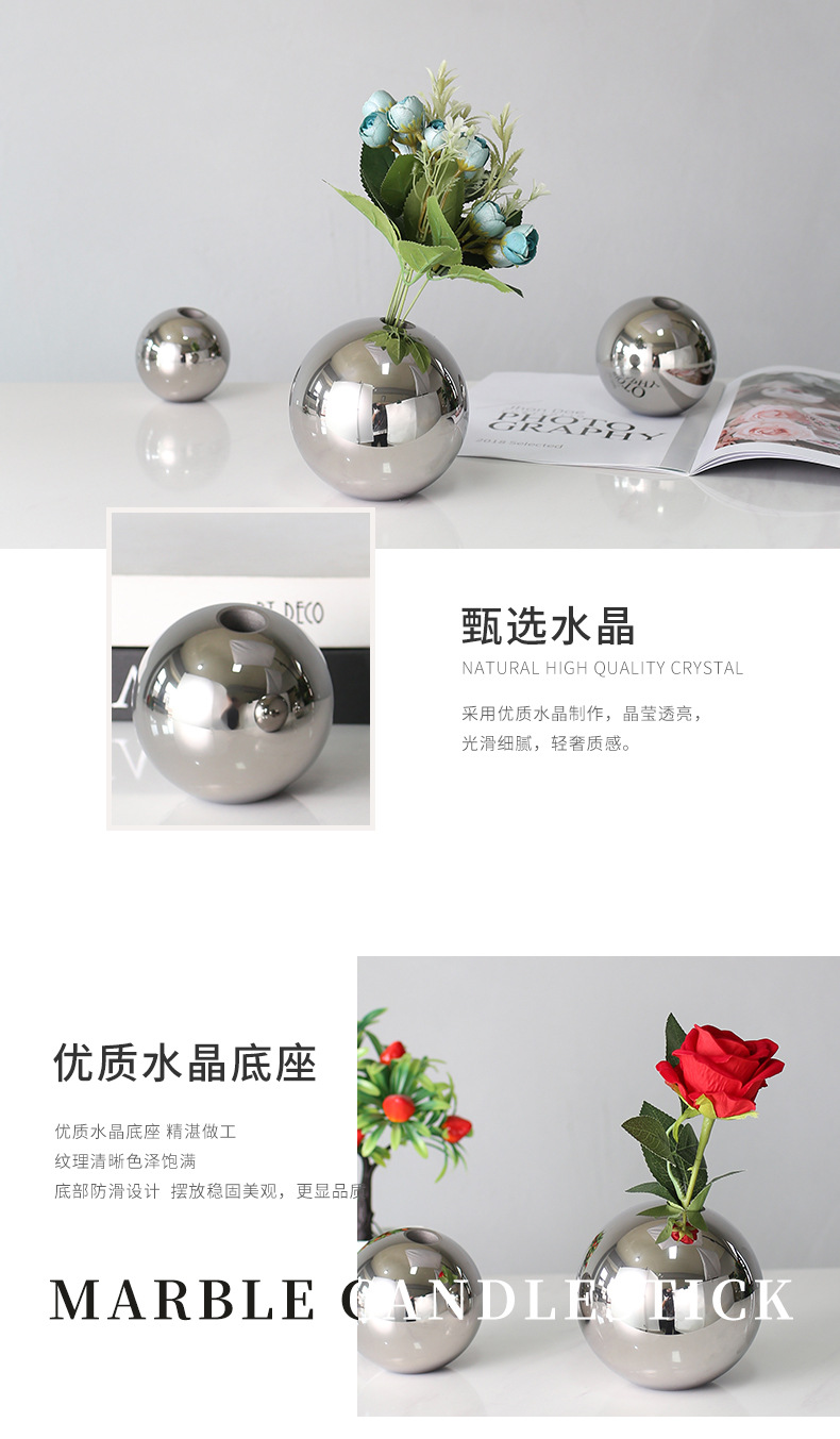 Modern and simple crystal vases, dry flower arrangements for the living room, Nordic light luxury flower vases, soft furnishings for the dining table, creative decorative items pic 23