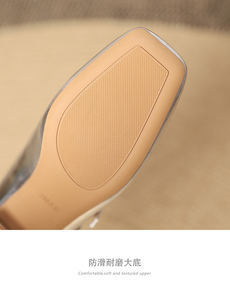 The new 2024 Spring/autumn collection of Mary Jane shoes, featuring a stylish square-toed one-shoulder style, is made of genuine leather with a shallow opening, thick mid-heel, and is a wedding shoe pic 18