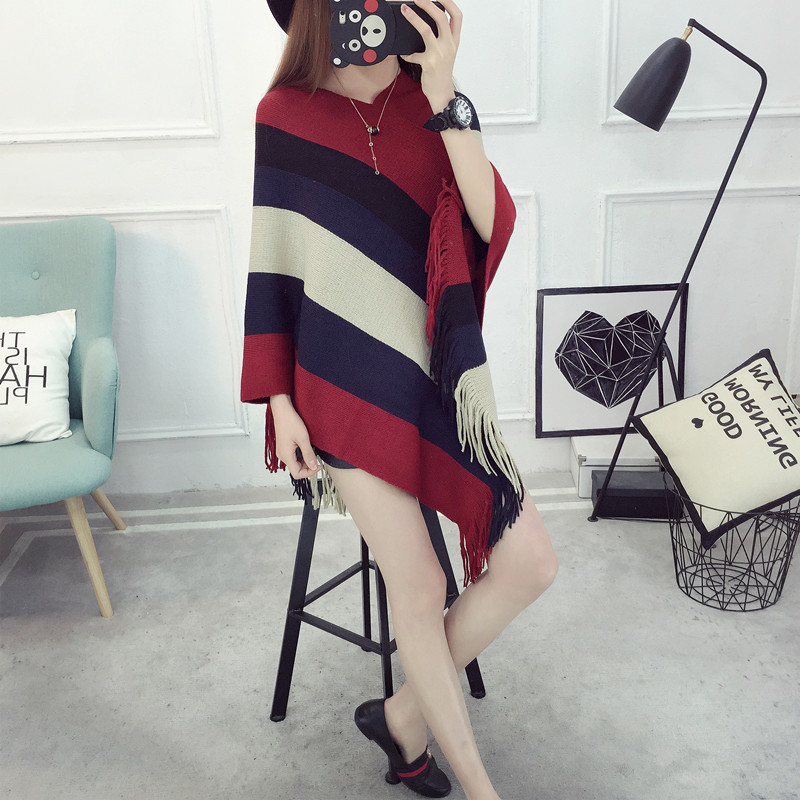 Loose tassel shawl spring and autumn new women sweater coat plus-size knitted cape pullover 蝙蝠衫 pic 11