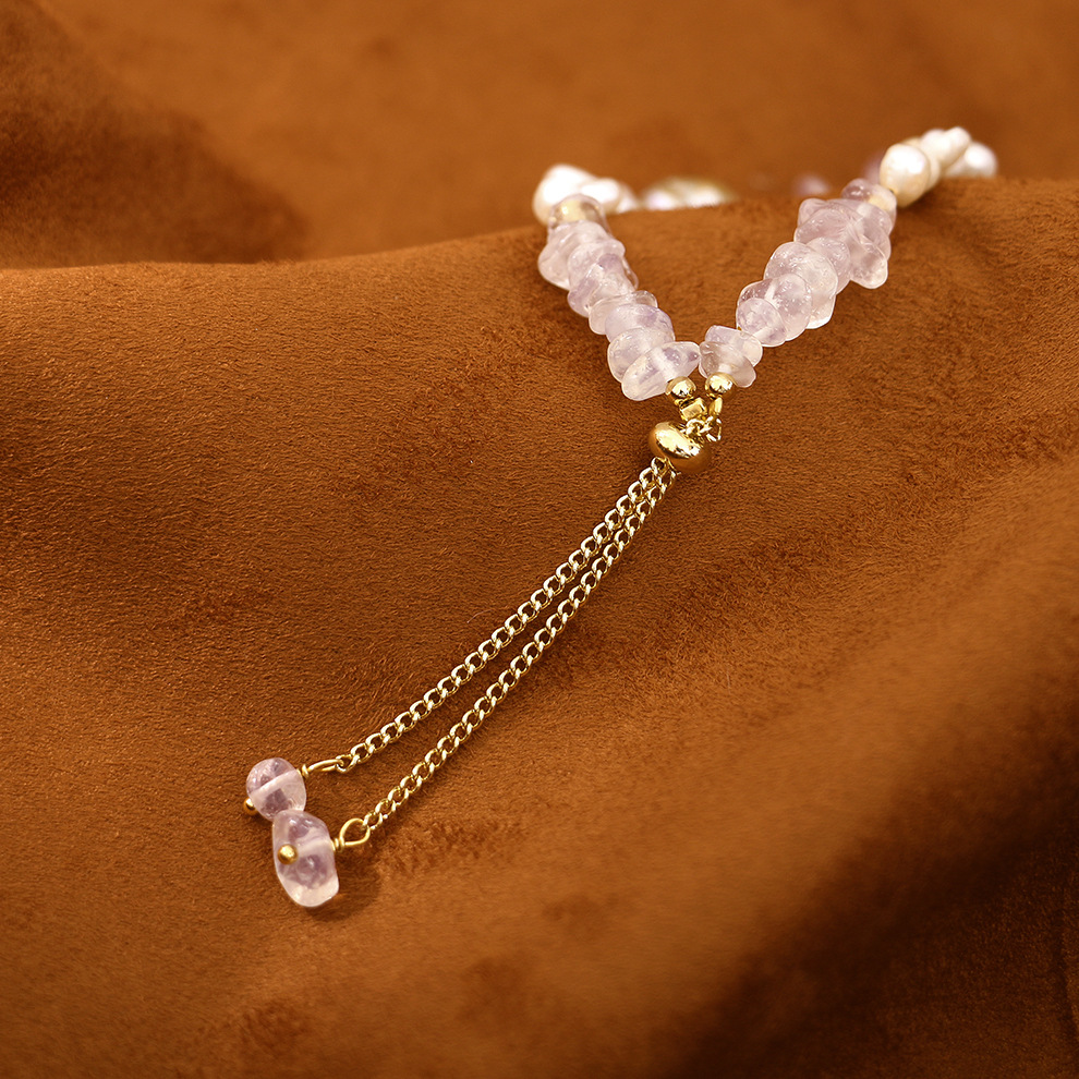 原创天然巴洛克粉晶石榴百搭伸缩手链小众设计感轻奢手镯闺蜜手饰详情8