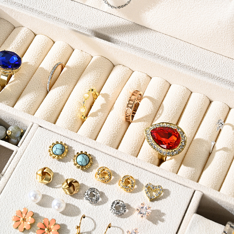 High-end jewelry box, household multi-layer drawer type anti-oxidation large-capacity earring, earrings and jewelry storage box pic 6