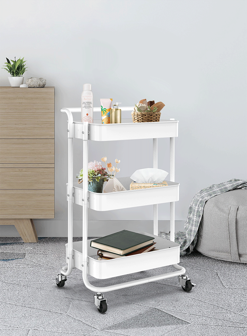 Mobile trolley, floor-standing, multi-level kitchen storage trolley, living room snack storage trolley, bathroom storage rack pic 16