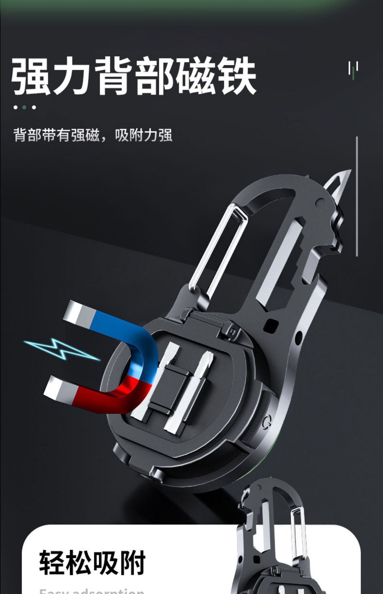 New portable outdoor camping lamp with a knife, multi-functional keychain lamp, strong light and magnetic mini work light pic 12