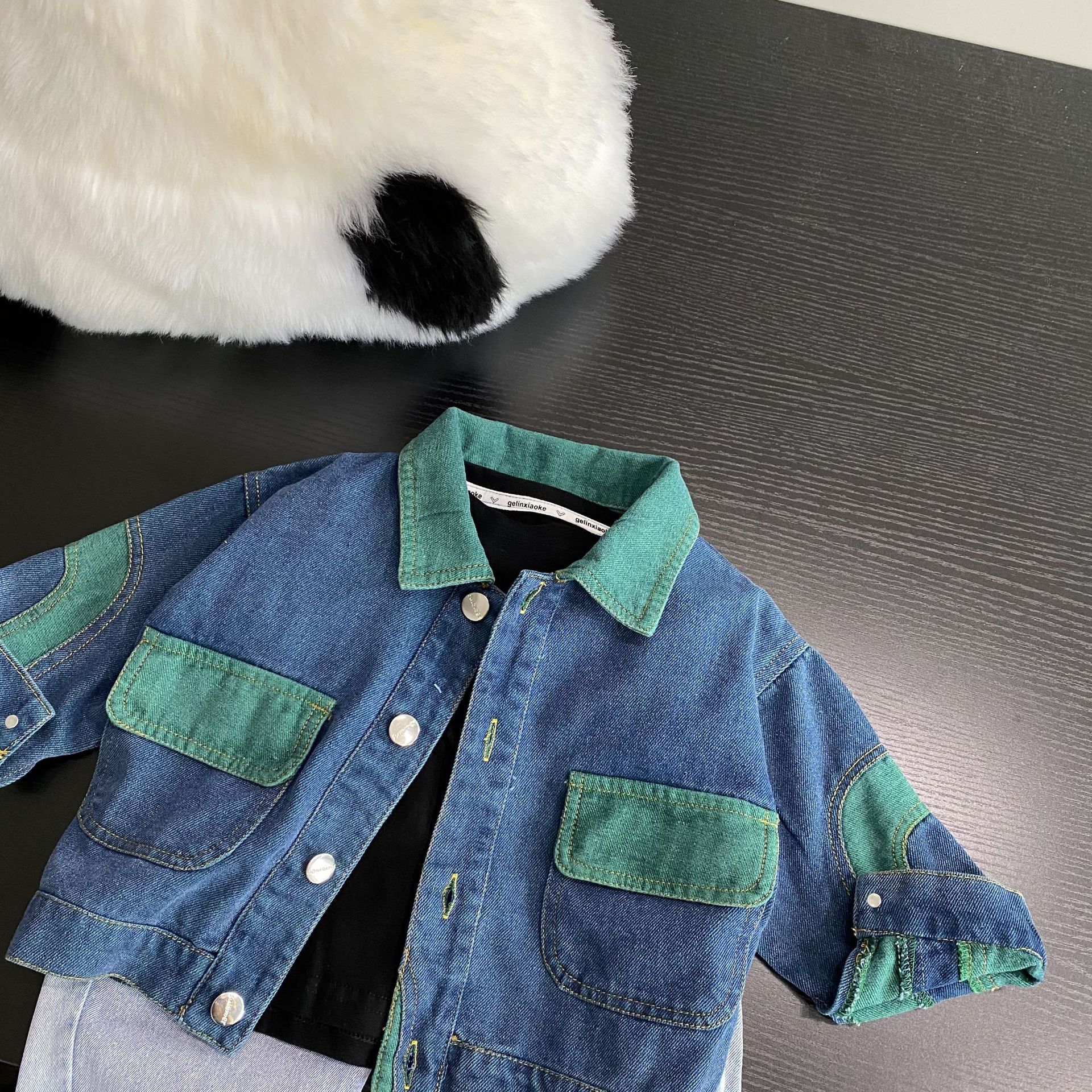 儿童春装外套2023男童拼色牛仔外衣小童宝宝春秋韩版休闲潮款上衣详情4