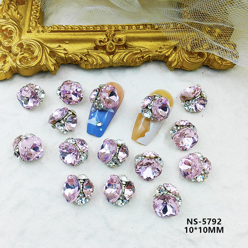 High-quality fat square pile diamond finished nail art accessories, super shiny and best-selling white champagne pile diamond ball nail decoration diamonds pic 4