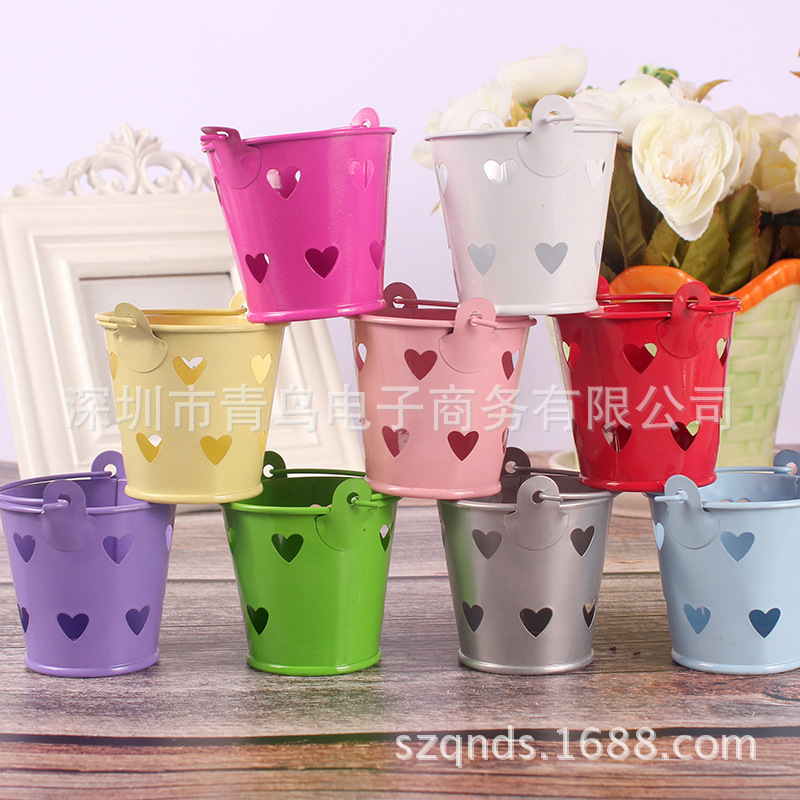 儿童糖果色镂空心形小铁桶创意桌面收纳铁皮桶马口铁迷你喜糖盒子详情26