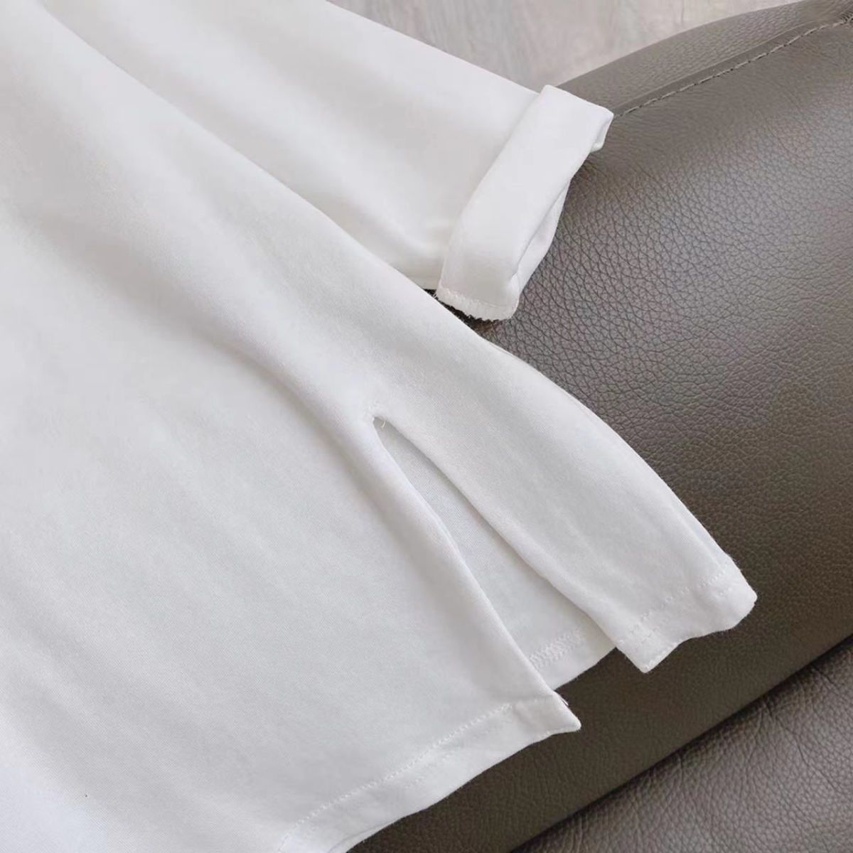 女童中长款开叉T恤2024秋季新款韩系女孩个性不规则长袖卡通上衣详情9