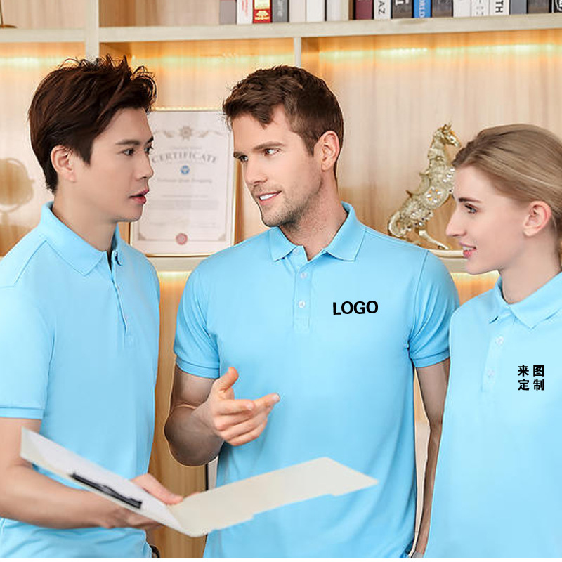 翻领广告衫印字logo团体t恤纯色polo衫企业工作校服刺绣图案短袖详情20