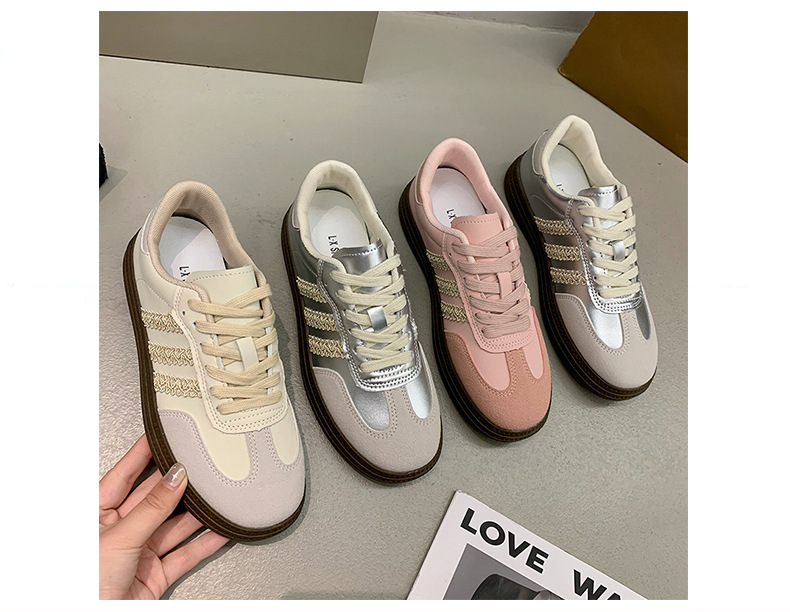 银色圆头德训鞋女款2024年秋季新款复古阿甘鞋软底轻便运动休闲鞋详情4