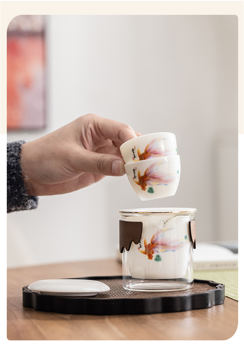 The Wujiang Sheep Fat Jade Porcelain Kung Fu Tea set travel bag is a high-end souvenir for outdoor travel. Wholesale pic 6