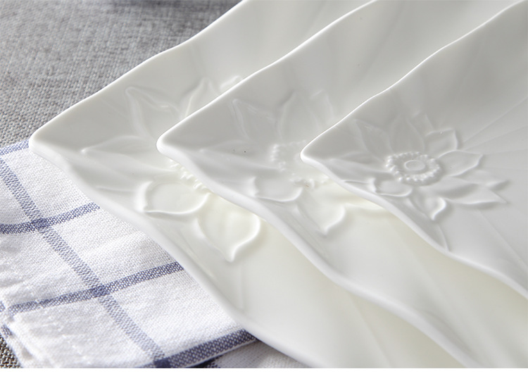 白色陶瓷骨瓷西餐盘子意面盘正方盘菜盘牛排盘点心碟西式餐具平盘详情5