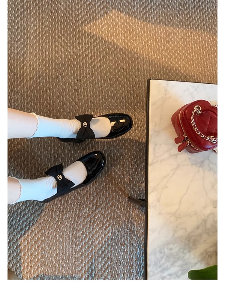 葡萄妈蝴蝶结玛丽珍鞋女法式高跟鞋真皮女鞋小香风粗跟制服皮鞋女详情34
