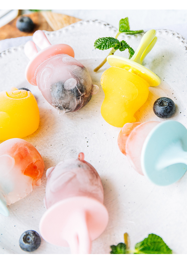 INS creative cartoon silicone DIY Popsicle mold, ice cream mold, six-compartment Popsicle box, ice cube tray, Amazon animal ice mold pic 30