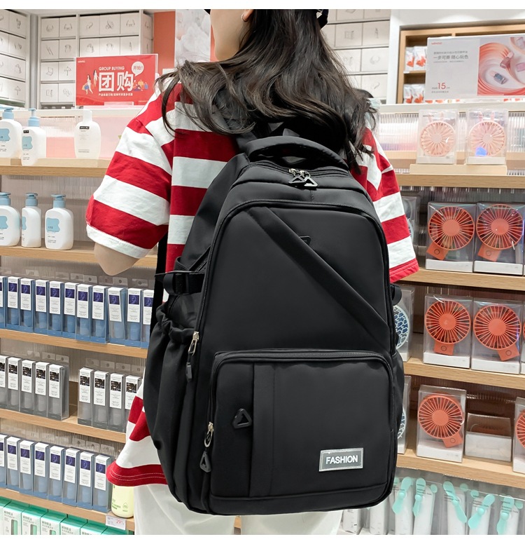 纯色学生书包女批发轻便大容量中大学生双肩包女3-6年级校园背包详情20