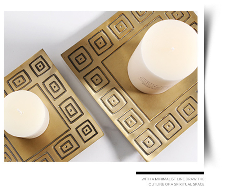 现货批发欧式蜡烛垫方形回纹复古烛台创意家居客厅桌面装饰蜡烛盘详情2