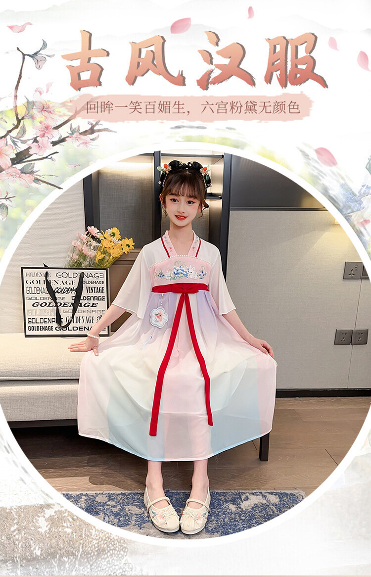 汉服女童春薄款中国风襦裙连衣裙古装超仙春季小女孩儿童唐装批发详情21