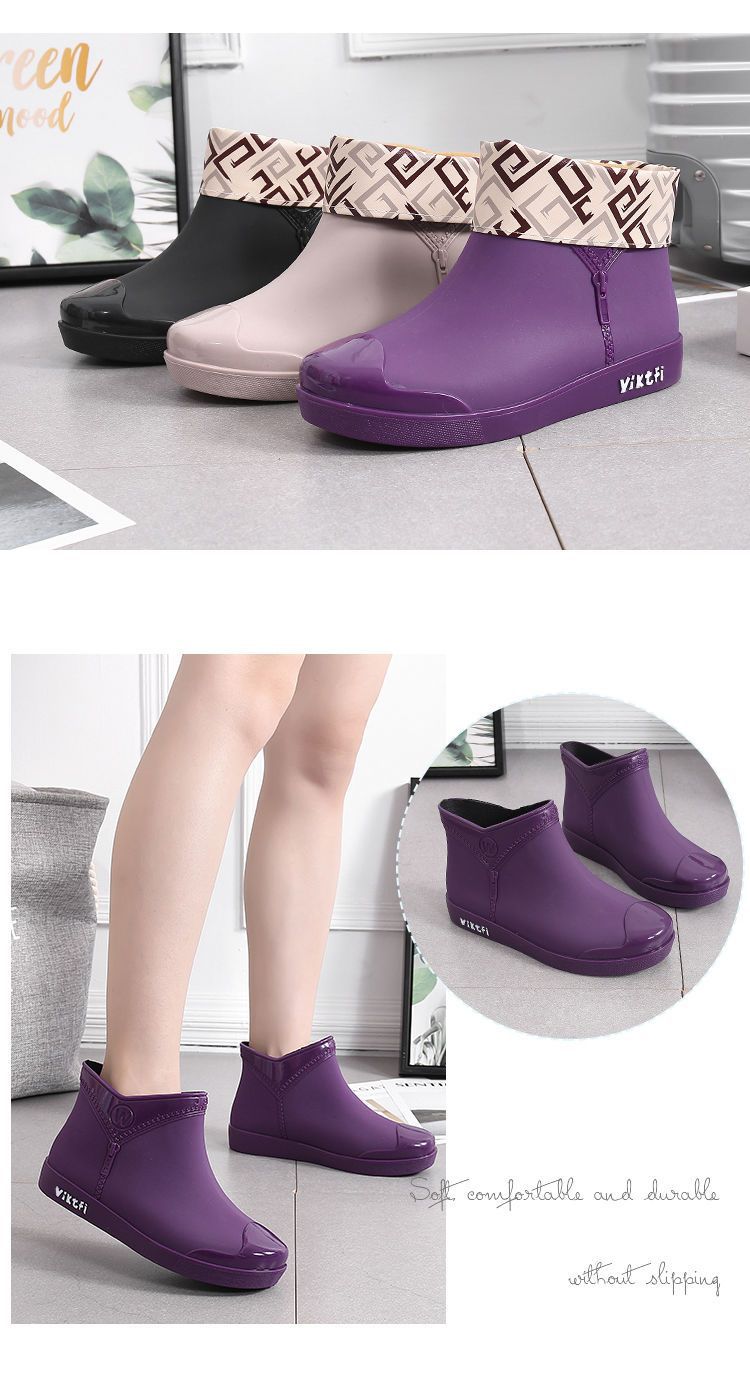 一件代发新款雨水鞋女四季时尚低帮厨房防滑中加厚加棉绒雪地靴详情8