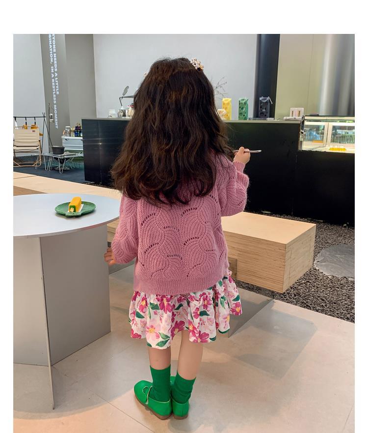 图图小象女童秋季童装儿童韩版碎花连衣裙洋气针织开衫宝宝套装详情24