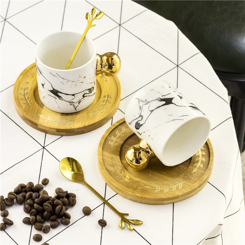 新款水墨画陶瓷杯杯勺套装创意家用喝水水杯马克杯礼物批发详情10