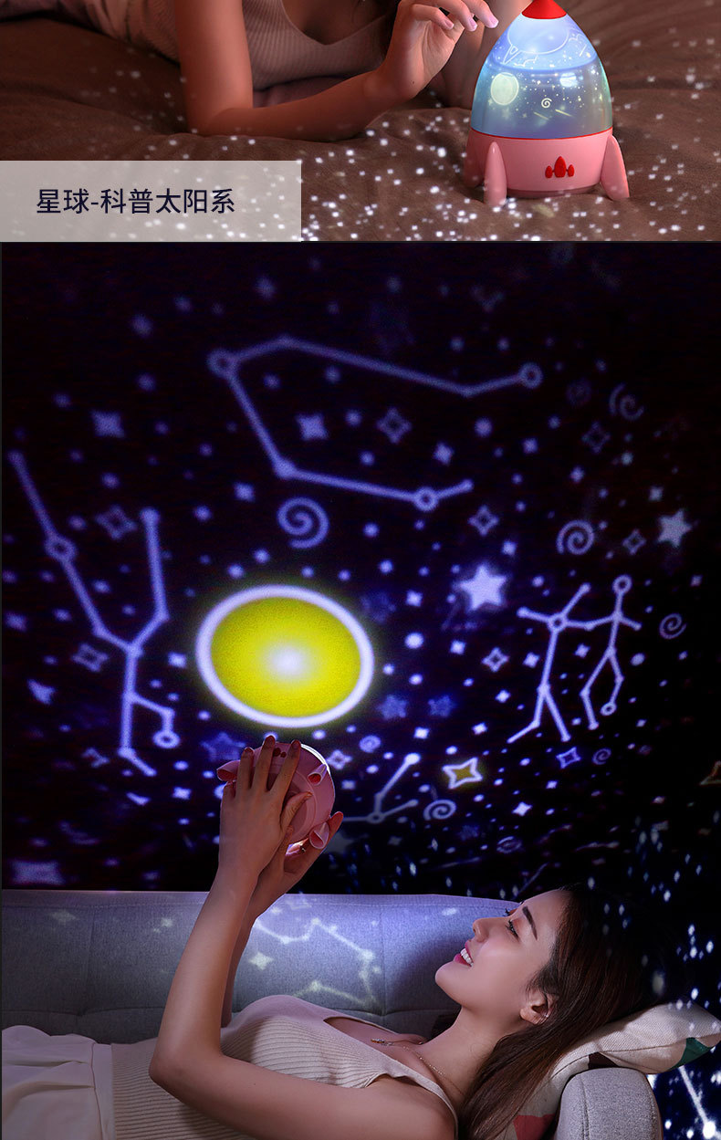 星空海洋星座小夜灯旋转浪漫满天星氛围灯生日礼物卧室火箭投影灯详情3