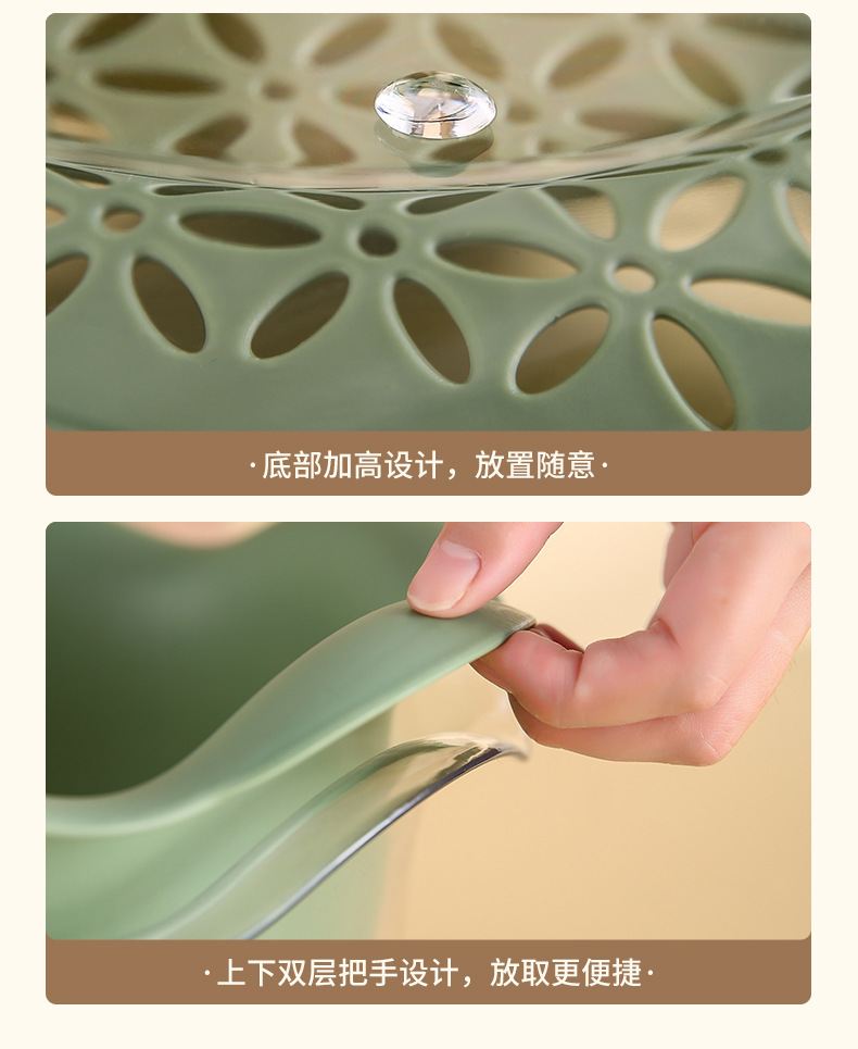 Kitchen creative petal draining basket, household multi-functional vegetable washing basket, fruit basket, PET double-layer vegetable basket, vegetable washing basket pic 17