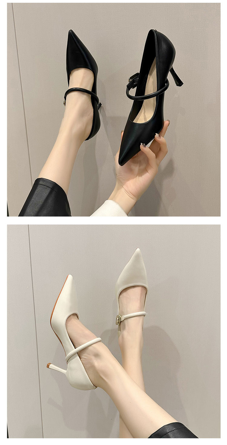 时装单鞋2024春秋外穿尖头粗跟皮带扣高级感气质通勤工作时装鞋女详情9