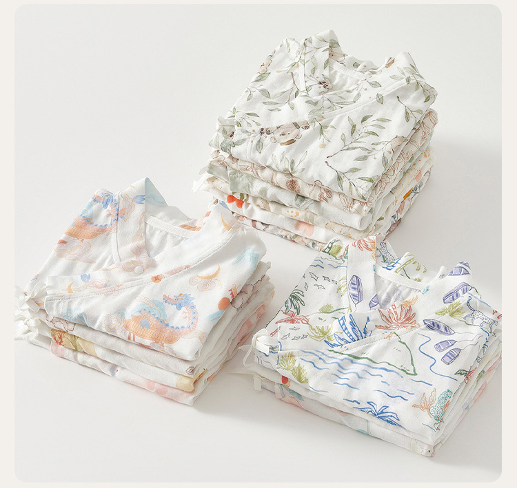 婴儿连体衣纱布夏季短袖和尚服新生儿包屁衣竹纤维宝宝哈衣外出服详情21