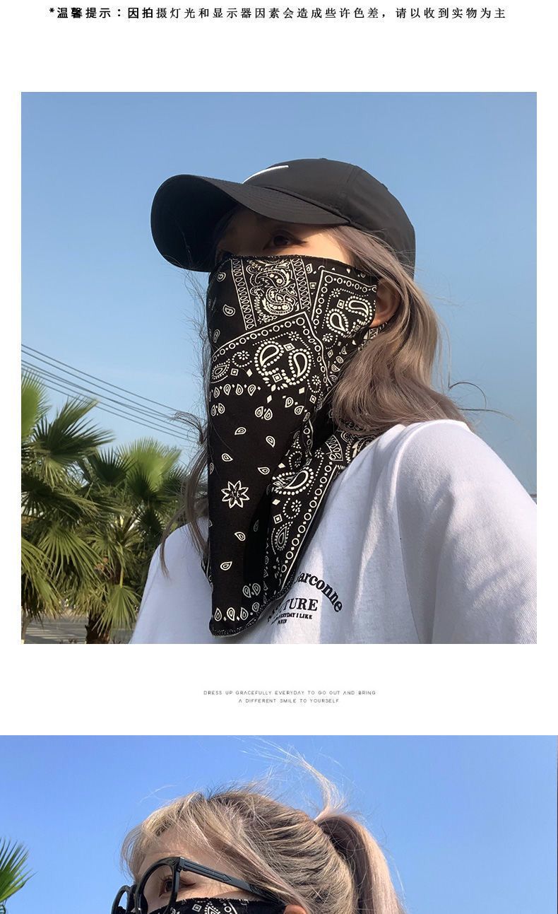 Sun protection mask, UV protection, cashew flower spring and autumn face towel, ear-hanging full-face neck protector, men and women, summer cycling and driving pic 2
