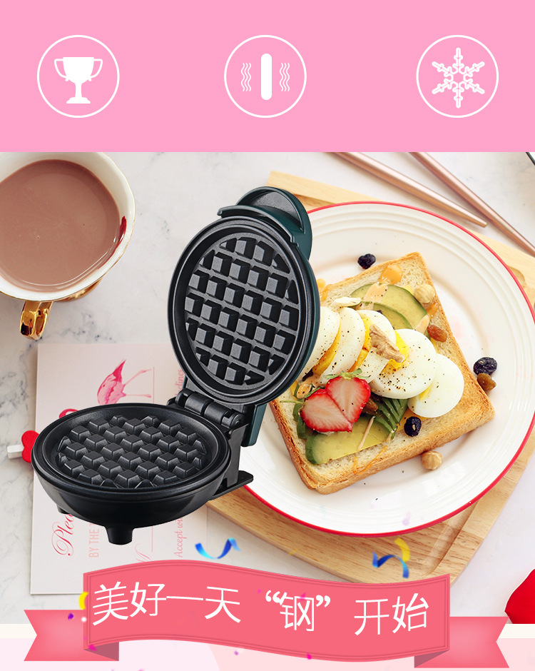 跨境供应智能自动多功能早餐机机械式半自动家用双面加热三明治机详情2