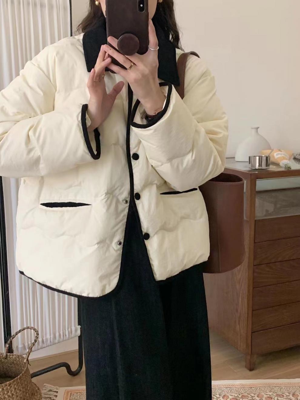 Lapel Dongdaemun light down cotton-padded jacket for women, short chanel-style cotton-padded jacket, casual coat for winter pic 9