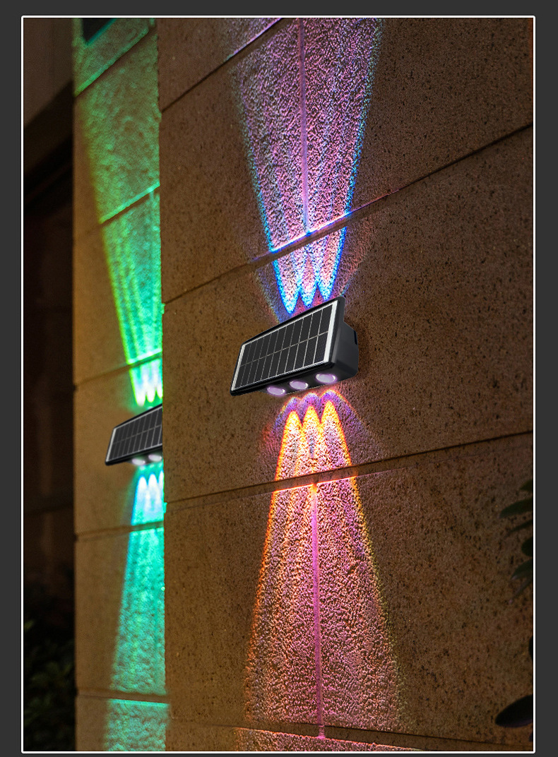 跨境新款壁灯上下发光户外庭院景观别墅家用装饰氛围太阳能洗墙灯详情12