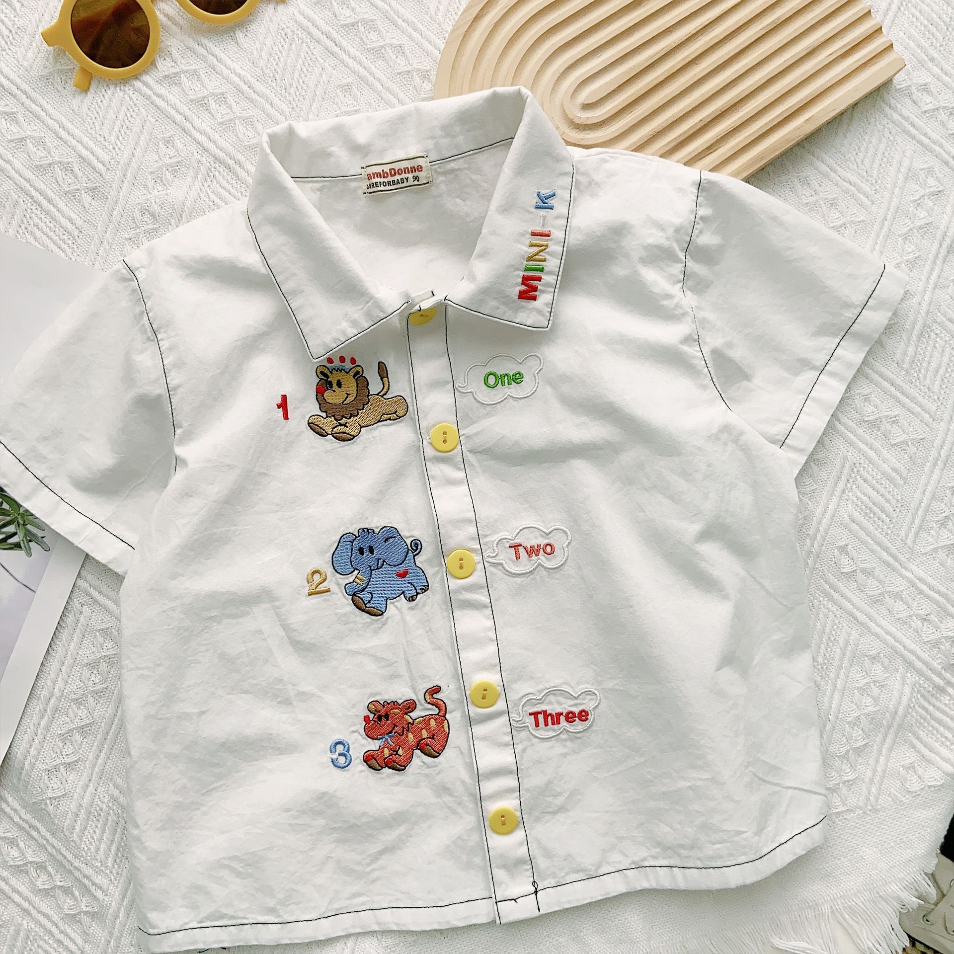 儿童衬衣23夏婴儿衬衫刺绣翻领衬衫男宝宝女宝宝上衣春款潮款童装详情8