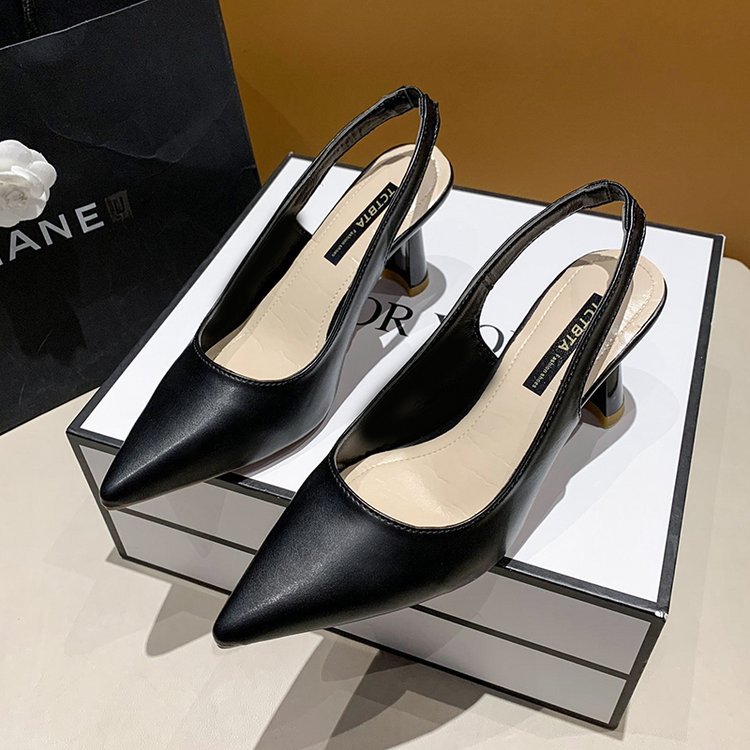 2023春夏季新款尖头高跟鞋女细跟包头凉鞋后空浅口单鞋女详情39