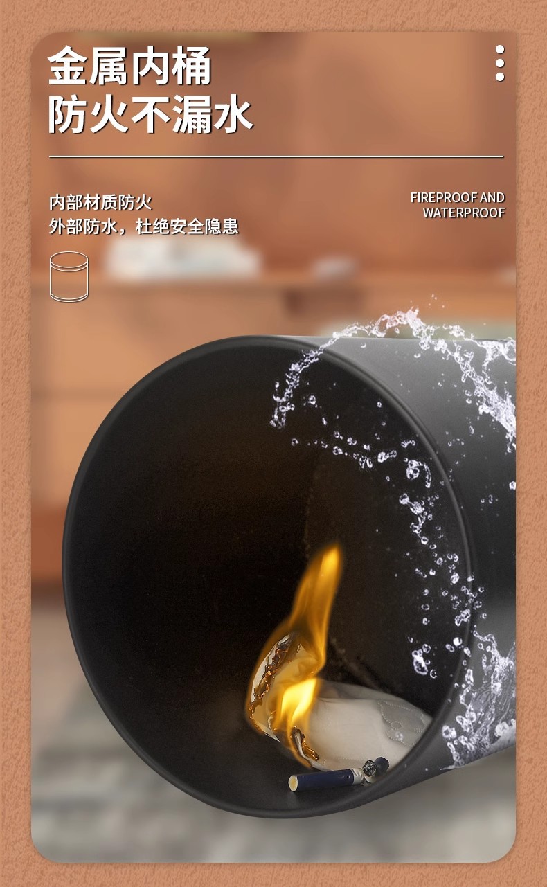 酒店垃圾桶客房双层不锈钢阻燃商用KTV大号卫生间圆形无盖收纳桶详情8