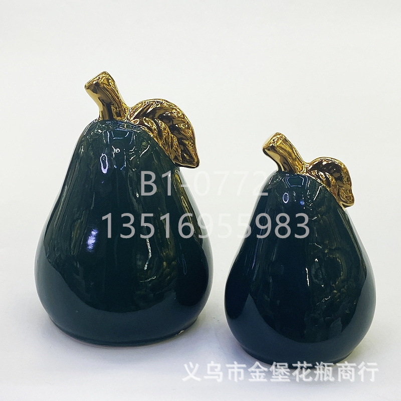 Apple gift ornaments, colored glaze ceramic fruit, red and white apple craft display set, pear decoration, office and home accessories, factory wholesale pic 29