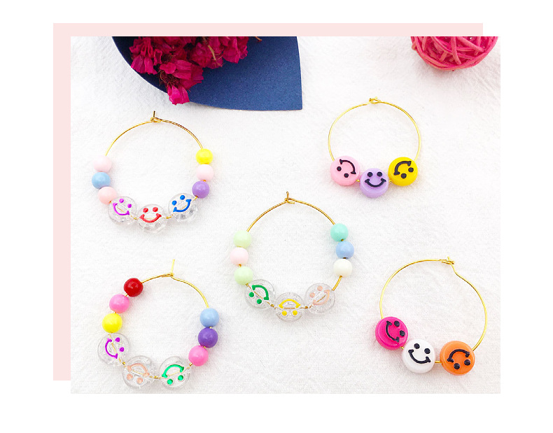 跨境100颗亚克力凸面笑脸圆形扁珠散珠 diy串珠手链项链饰品配件详情8