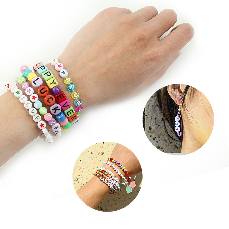 亚克力彩色英文字母珠透明糖果色扁圆字母珠diy手工手链散珠配件详情12