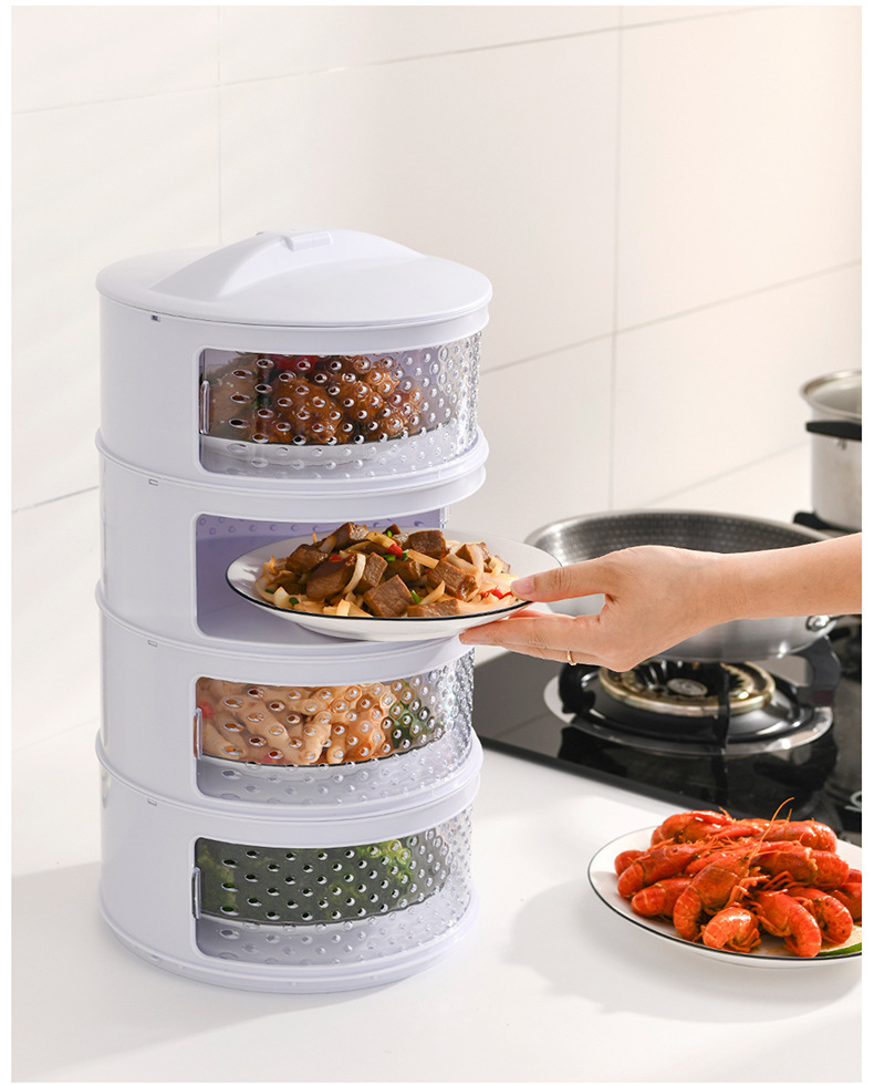 Breathable and heat-insulating vegetable cover, kitchen transparent plastic multi-layer food cover, summer dining table mosquito and fly-proof preservation cover pic 30