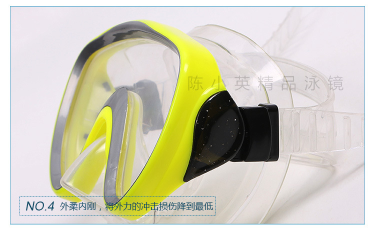 Wholesale of high-end silicone fully-fitted yellow diving goggles, outdoor snorkeling waterproof masks and breathing tubes pic 8