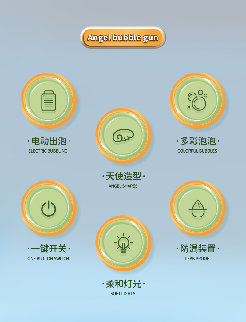跨境爆款2023新款电动儿童全自动发光泡泡发射器加特林泡泡机玩具批发详情3