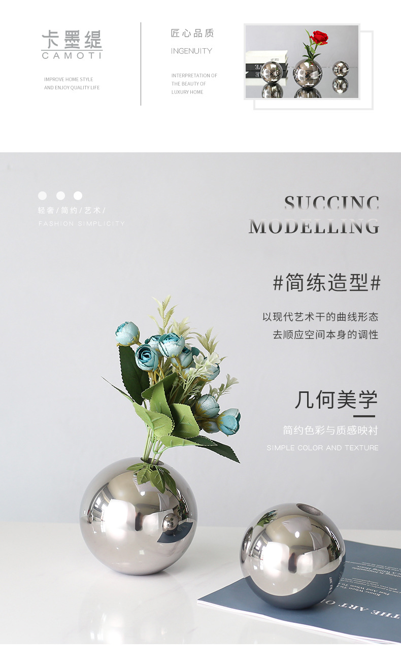 Modern and simple crystal vases, dry flower arrangements for the living room, Nordic light luxury flower vases, soft furnishings for the dining table, creative decorative items pic 18