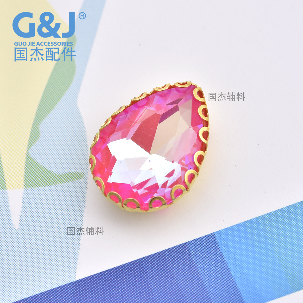 Mocha color teardrop glass claw diamond hand-sewn diamond lace claw diamond DIY handmade accessories for clothing, wedding dresses, jewelry and accessories pic 17