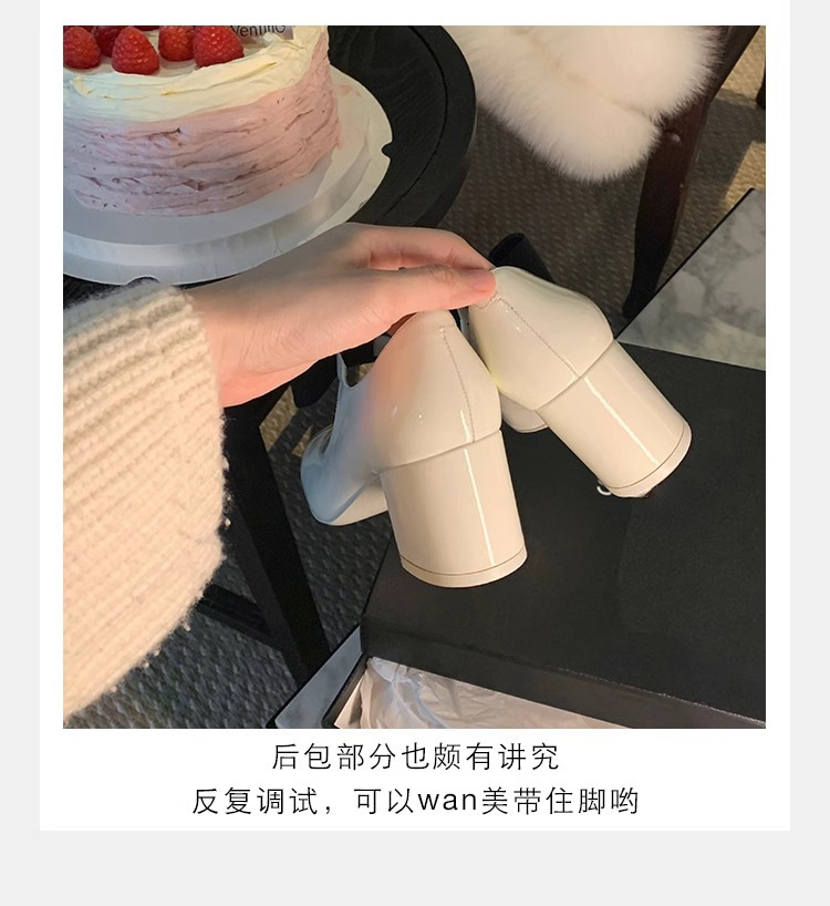 葡萄妈蝴蝶结玛丽珍鞋女法式高跟鞋真皮女鞋小香风粗跟制服皮鞋女详情13