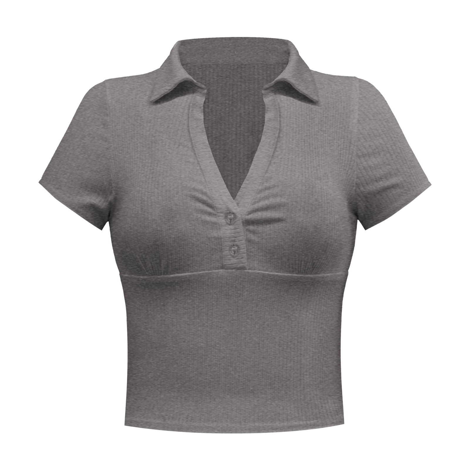 Moda europea y americana verano mujer retro chic recorte de la cintura sudadera corte corto polo manga corta casual camiseta top pic 44