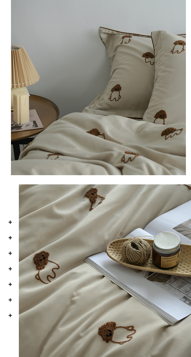 100% algodón algodón satén de tributo molido conjunto de cuatro piezas toalla de alta gama bordado artesanía adorable habitación de niños artículos de cama primavera verano pic 6