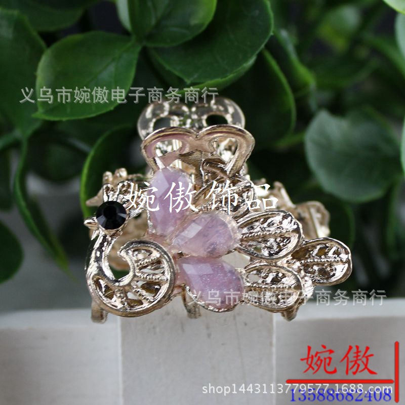 Alloy diamond-encrusted small claw clips, grab clips, hair clips, gold and silver, Yiwu two-yuan store small commodity headwear wholesale pic 27