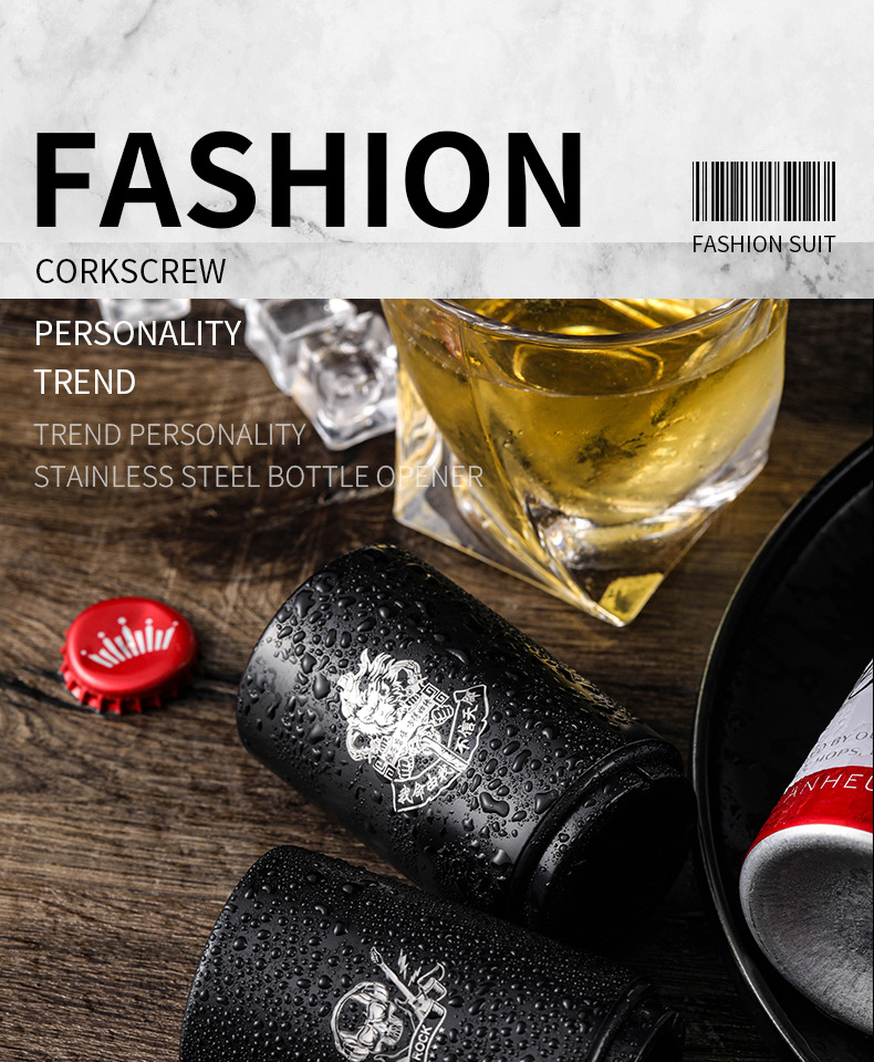 Cross-border beer bottle opener creative stainless steel bottle opener press automatic cap opener advertisement non-destructive beer screwdriver pic 11