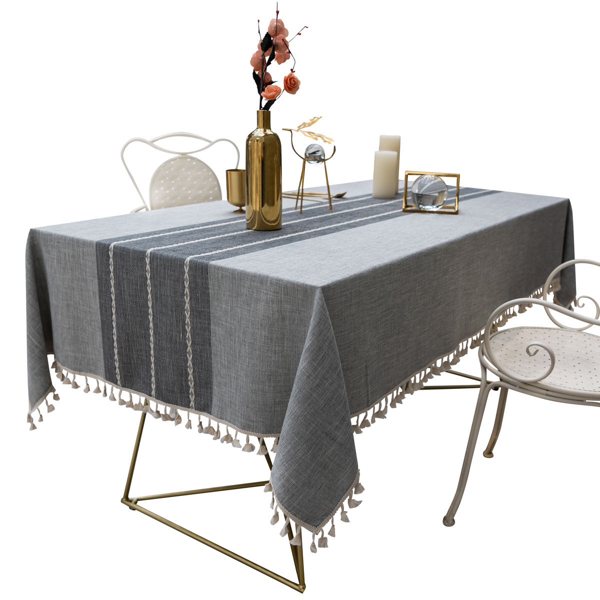 Cross-border home textile cotton and linen embroidered tablecloth, party dust-proof, Christmas festival, kitchen, banquet and gathering bestseller tablecloth pic 5